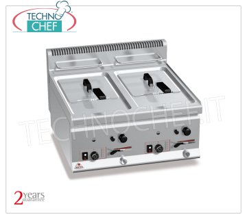 TECHNOCHEF - FREIDORA A GAS DE SOBREMESA, 2 cubas independientes de 8+8 lt., Mod.GL8+8B FREIDORA A GAS DE SOBREMESA, BERTOS, Línea PLUS 600, Serie MULTIPAN, 2 depósitos independientes de 8+8 lt., potencia térmica Kw.13,2, Peso 36 Kg, dim.mm.600x600x290h