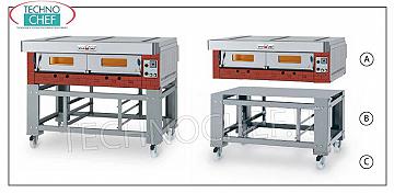 Hornos para pizza modulares de gas con placa de cocina refractaria y cámara de chapa 