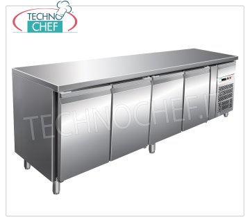 Forcar - Frigorífico de Mesa 4 Puertas, Temp.-2°/+8°C, Lt.553, Ventilado, Clase C, G-GN4100TN Mesa Mostrador Frigorífico de 4 PUERTAS y cajón neutro, Profesional, capacidad 553 litros, temperatura -2°/+8°C, refrigeración ventilada, Gastronorm 1/1, ECOLÓGICO en Clase C, Gas R290, V.230/1, Kw. 0,26, Peso 153 Kg, dim.mm.2230x700x8600h