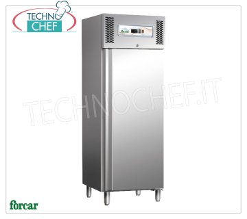 Forcar - Armario Frigorífico 1 Puerta, 650 lt, Ventilado, Temp.-2°/+8°C, Clase C, mod.G-GN650TN Mueble Frigorífico 1 Puerta, Profesional, Capacidad 650 litros, Temp.-2°+8°C, Ventilado, ECOLÓGICO en Clase C, Gas R290, Gastronorm 2/1, V.230/1, Kw.0,315, Peso 134 Kg, dim.mm.740x830x2010h