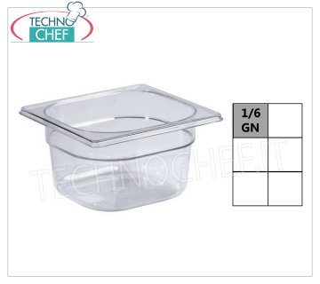 Recipientes gastronorm GN 1/6 en policarbonato Cuenco gastro-norm de policarbonato 1/6, capacidad lt.1,0, dim.mm.176 x 162 x 65 h