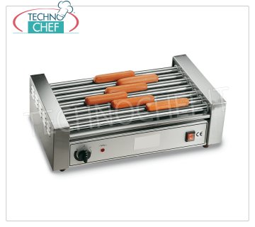 TECHNOCHEF - COCINAS Würstel 7 rollos de 46 cm, Mod GW7 Salchichas de cocina - salchichas de 7 rodillos en acero inoxidable, ancho de rodillo 460 mm, diámetro 25 mm, V.230 / 1, Kw. 1,4, Peso 11 Kg, dim.mm.560x300x170h