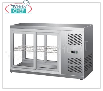 Forcar - VITRINA REFRIGERADA, capacidad lt.110, Ventilada, Clase C, mod.G-HAV91 Vitrina expositora refrigerada de acero inoxidable, refrigeración VENTILADA, temperatura +2°/+8° C, capacidad lt.110, Gas ECOLÓGICO R600a, Clase C, V.230/1, Kw 0,18, Peso 59 Kg, dim . exterior mm. 910x510x550h