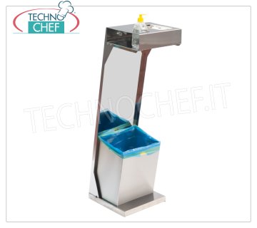 Porta dispensador de piso Gel desinfectante desinfectante para manos, porta guantes y canasta Soporte dispensador de suelo para gel desinfectante desinfectante para manos, hecho de acero inoxidable 430, completo con guantera y cesta, dim.mm.300x300x1000h