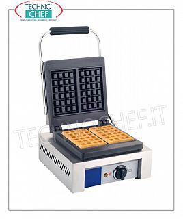 MÁQUINA DE WAFFLE CON PLACA DE COCCIÓN DE HIERRO FUNDIDO Máquina de gofres con placa de cocción de hierro fundido, control de temperatura termostático, V 230/1, Kw 1.5, peso 28 Kg, dim.mm.480x320x226h