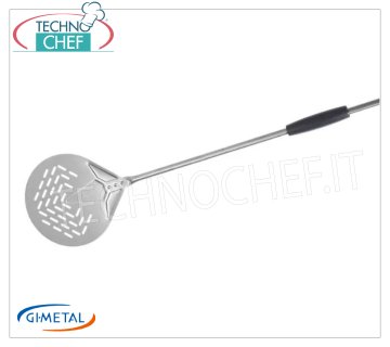 Gi.Metal - Pala para pizza perforada de acero inoxidable, Carbon Line, longitud del mango 120 cm Pala para pizza perforada en acero inoxidable, Línea Carbon, ligera, lisa y resistente, diámetro 170 mm, longitud del mango 1200 mm.