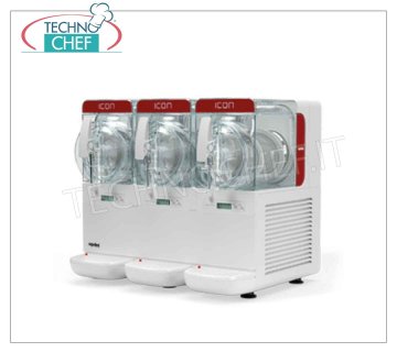 Maquina para granitos, sorbetes, cremas frias, 3 tanques de lt. 2.8 - LÍNEA ICONO Heladera / granizadora de mesa, 3 CUBAS, Lt 8,4, Peso Kg 54, dim.mm 550x440x490h