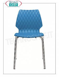 Asientos SILLA con CUERPO DE POLIPROPILENO en los colores que usted elija indicar (ver tabla), estructura tubular de 4 patas de ACERO CROMADO, colección UNI de METALMOBIL, dim.mm.470x530x790h