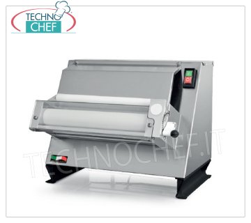 Laminadora inclinada de 1 par de rodillos de 300 mm de largo, mod. 2300/M30 Laminadora-Pizza y Piadina con PAREJA DE RODILLOS REGULABLES de 300 mm, V 230/1, kw 0,37, dim.mm 420x420x370h