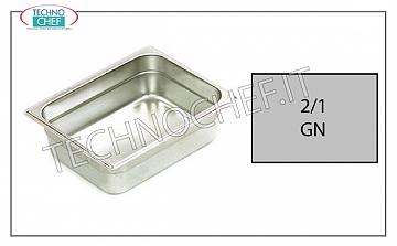 Recipientes gastronorm GN 2/1 en acero inoxidable Cuenco Gastro-norm 2/1, acero inoxidable 18/10, medidas mm 650 x 530 x 20 h