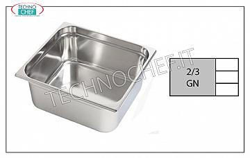 Recipientes gastronorm GN 2/3 en acero inoxidable Bandeja gastro-norm 2/3, acero inoxidable 18/10, dim.mm 353 x 325 x 20 h