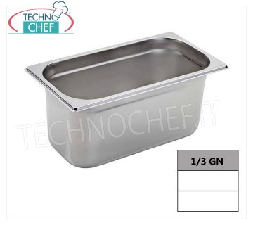 Recipientes Gastronorm GN 1/3 en acero inoxidable. Cuenco gastronorma 1/3, acero inoxidable 18/10, dim.mm.325 x 175 x 20 h