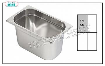 Recipientes Gastronorm GN 1/4 en acero inoxidable Tazón gastro-norm 1/4, acero inoxidable 18/10, dim.mm.265 x 162 x 20 h