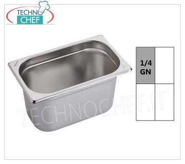 Recipientes Gastronorm GN 1/4 en acero inoxidable. Cuenco gastronorm 1/4, acero inoxidable 18/10, dim.mm.265 x 162 x 20 h