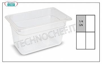 Bandejas de polipropileno Gastro-norm GN 1/4 Contenedor gastro-norma 1/4, en polipropileno, medidas mm 265 x 162 x 65 h