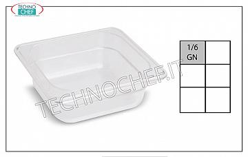Bandeja de polipropileno Gastro-norm GN 1/6 Bandeja Gastronorm 1/6, en polipropileno, medidas mm 176 x 162 x 65 h