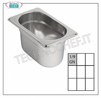 Recipientes gastronorm GN 1/9 en acero inoxidable Cuenco Gastro-norm 1/9, acero inoxidable 18/10, Capacidad lt.0,6, dim.mm.176 x 108 x 65 h