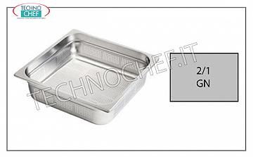 Recipientes perforados Gastronorm 2/1 en acero inoxidable Cuenco gastro-norm 2/1, perforado, acero inoxidable 18/10, dim.mm.650 x 530 x 20 h