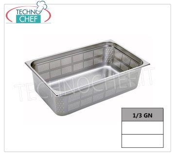 Bandejas Gastronorm perforadas 1/3 en acero inoxidable Cuenco gastronorma 1/3, perforado, acero inoxidable 18/10, Capacidad lt.2,5, dim.mm.325 x 175 x 65 h