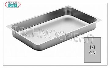 Bandejas de acero inoxidable GN 1/1 Bandeja de cocción Gastro-norma 1/1 en acero inoxidable con un borde de 20 mm de altura, tenue. mm 530x325x20h