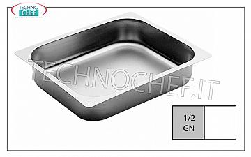 Bandejas Gn 1/2 en acero inoxidable. Bandeja de cocción Gastro-norm 1/2 de acero inoxidable con borde de 20 mm de altura, tenue. mm 353x265x20h