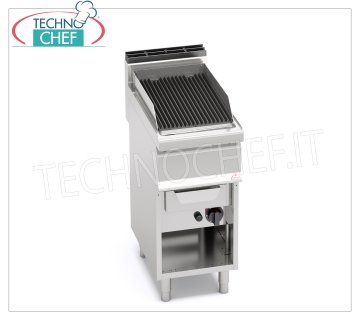 TECHNOCHEF - PARRILLA A GAS VAPOR-AGUA, 1 módulo sobre MUEBLE ABIERTO, Mod.G7WG40M GRILL A GAS VAPOR-AGUA, BERTOS, Línea MACROS 700, Serie WATER GRILL, 1 módulo sobre MUEBLE ABIERTO con ZONA DE COCCIÓN 350x515 mm, potencia térmica 9,00 kW, peso 45 Kg, dim.400x700x900hmm