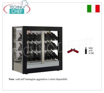 BODEGA-TECA, capacidad 42 botellas INCLINADA, Estática-Ventilada, 3 Laterales de Cristal, dim.mm.874x568x910h