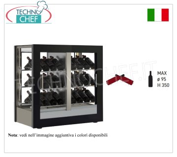 BODEGA-TECA, capacidad 42 botellas INCLINADA, Estática-Ventilada, 4 Lados de Cristal, dim.mm.874x568x910h