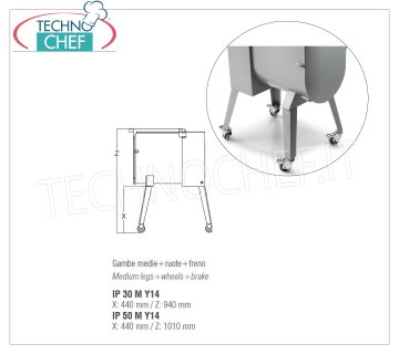 SIRMAN - Patas medianas con ruedas Patas medianas con ruedas, para amasadoras de carne mod.IP30M / IP50M