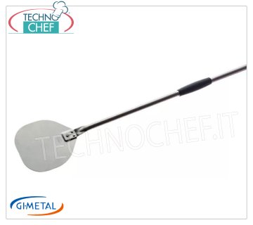 Gi.Metal - Pala para pizza de acero inoxidable, línea Alice, longitud del mango 150 cm Paleta para pizza en acero inoxidable, Línea Alice, ligera, suave y resistente, diámetro 200 mm, longitud del mango 1500 mm.