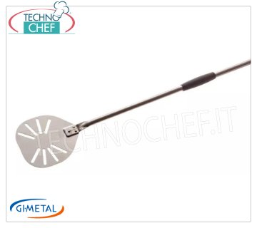 Gi.Metal - Pala para pizza perforada de acero inoxidable, línea Alice, longitud del mango 150 cm Pala para pizza perforada en acero inoxidable, Línea Alice, ligera, lisa y resistente, diámetro 200 mm, longitud del mango 1500 mm.