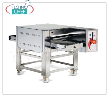 TECHNOCHEF - Horno de pizza túnel eléctrico con correa de 630 mm de ancho, salida 105/126 pizzas / hora, Mod.TCB Horno túnel eléctrico estático con correa de MALLA DE ACERO INOXIDABLE de 630 mm de ancho, cámara de cocción 670x1140x110h, V.400 / 3, Kw. 19.5, Peso 163 Kg, dimensiones externas 1220x2110x410h mm