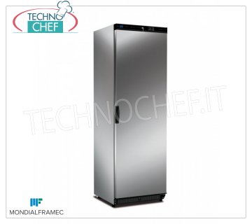 MONDIAL FRAMEC - Armario frigorífico 1 puerta, lt.380, Profesional, Clima Clase 4 Mod.KICPRX40LT Armario refrigerador de 1 puerta, MONDIAL FRAMEC, estructura externa en chapa de acero inoxidable AISI 430, capacidad lt.380, temperatura + 2 ° / + 10 °, ventilado con evaporador ROLL BOND, V. 230/1, Kw. 0.12, Peso 74 Kg, dim.mm.600x620x1872h