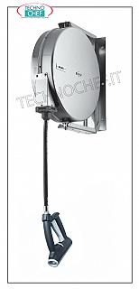 Pistola de agua con tubo de rebobinado automático en marco basculante HIDROPISTOL con manguera EXTRACTABLE de 10 metros de largo con REBOBINADO AUTOMÁTICO en MARCO BASCULANTE montado en la pared