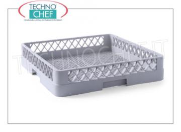 TOALLAS LAVADAS PARA CUBIERTOS CESTA CON PUNTO DE PUNTO PARA LIMPIEZA DE CUBIERTOS, fabricado en polietileno, ALTURA INTERNA 88 mm, puede equiparse con RIALZI, dimensiones externas mm. 500x500x103h