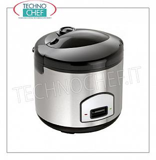 COCINA INOX durante aproximadamente 10 PORCIONES con función CALIENTE, capacidad lt.1.8 Olla arrocera en acero inoxidable para aproximadamente 10 porciones, con función CALIENTE, capacidad de 1,8 litros, V.230 / 1, Kw.0.7, peso 3,5 Kg, dim.mm.285x285x280h