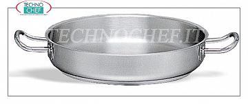 Technochef - Sartén de acero inoxidable con 2 asas, profesional para inducción, Bandeja de acero inoxidable con 2 asas, capacidad 1.9 litros, también adecuada para placas de inducción, diám. 20 x 6h cm