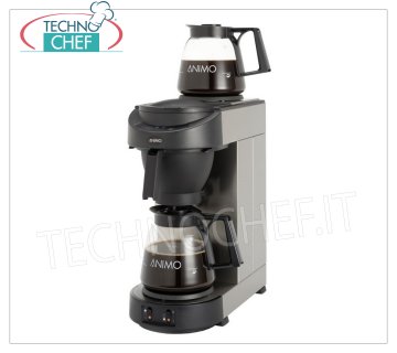 ANIMO - MÁQUINA DE CAFÉ AMERICANA DE 18 Litros, mod. KR2200032 Máquina para café de filtro americano con 1 CARAFE y 2 placas calientes, producción por hora lt.18, V.230 / 1, Kw.2,25, dim.mm.205x380x460h