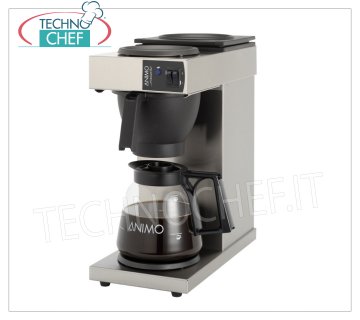 Technochef - MÁQUINA DE CAFÉ AMERICANA de 18 lt, mod.KR220523 Cafetera de filtro americana '' EXCELSO '' con 1 jarra y 2 placas calientes, producción por hora lt.18, V.230 / 1, Kw.2,25, dim.mm.190x370x433h