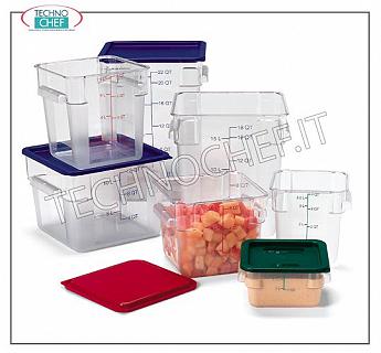 Cajas y tarros para el almacenamiento de alimentos Jar dimensionada policarbonato cuadrado, capacidad de 1,9 litros, dimensiones 181x181x97 mm h. Color transparente.