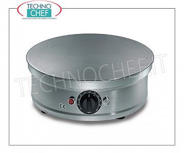 Technochef - CREPIERA ELÉCTRICA con PLACA DE HIERRO CROMADO diámetro 350 mm CAFETERA ELÉCTRICA para mostrador con CUBIERTA DE HIERRO CROMADO DIÁMETRO 350 mm, CONTROL TERMOSTÁTICO, V. 230/1, Kw. 2.00, peso 10 kg, dim.mm. 350x350x135h