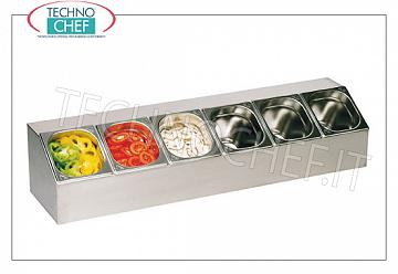 Pantalla para Gastronorm Mostrar Gastronorm inoxidable, dimensiones (cm): 98x24x21. GN Capacidad: 6 GN 1/6 h 150