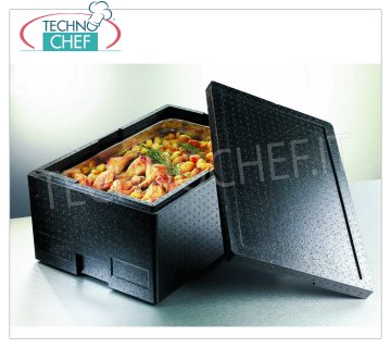 Technochef - CONTENEDOR ISOTÉRMICO para sartenes GN 1/1, en polipropileno expandido Recipiente isotérmico en polipropileno expandido, apertura superior para la inserción de bandejas gastro-norma 1/1 (325x530 mm) o submúltiplos con una altura máxima de 150 mm, dim. exterior mm 600x400x230h