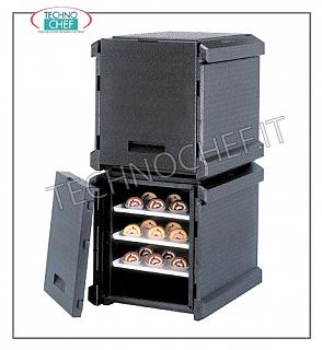 Contenedores isotérmicos para contenedores Gastronorm Contenedor isotérmico en polipropileno, abertura frontal con 5 guías para insertar moldes para pizzas / pasteles (600x400 mm), tenue. interno 620x405x510h mm