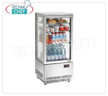 Technochef - Vitrina FRIDGE para BEBIDAS, 1 Puerta, Ventilada, Temp. + 4 ° / + 12 ° C, lt.78, Mod.MN78 Refrigerador profesional para bebidas, vidrio en 4 lados, 1 puerta, Ventialto, temperatura + 4 ° / + 12 ° C, capacidad lt.78, completo con 3 estantes, V.230 / 1, Kw.0.18, tenue .mm.430x390x986h