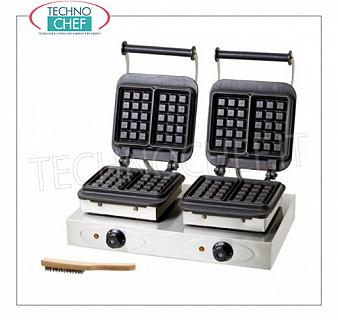 MÁQUINA DE WAFFLE CON 2 PLACAS DE COCCIÓN DE HIERRO FUNDIDO