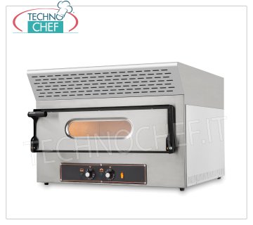 HORNO ELÉCTRICO para 2 PIZZAS, cámara de 61 x 52 cm, con CAMPANA extractora de CARBONO ACTIVADO HORNO ELÉCTRICO PARA 2 Pizzas con CAMPANA DE CARBÓN ACTIVADO, Línea KUBE EVO, para 2 PIZZAS diámetro 300 mm, CÁMARA mm 610x520x110h con TAPA DE PIEDRA REFRACTARIA, V.230/1, Kw.3,25, Peso 59 Kg, dim.mm .740x600/740x550h