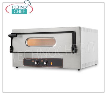 HORNO ELÉCTRICO para 2 Pizzas 1 BARRA de 61 x 52 cm, mandos mecánicos, Versión Compact HORNO ELÉCTRICO PARA 2 PIZZAS de 300 mm de diámetro, CÁMARA mm 610x520x110h con TAPA de PIEDRA REFRACTARIA, V.230/1, Kw.3,2, Peso 46,5 Kg, dim.mm.740x600/740x410h