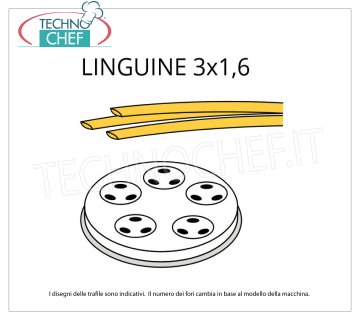 Technochef - TROQUEL LINGUINE 3x1.6 en ALEACIÓN LATÓN-BRONCE Matriz linguini en aleación latón-bronce 3x1,6 mm, para modelo MPF1.5N