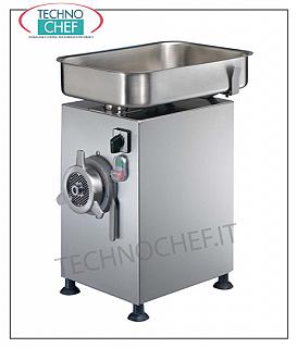 Technochef - Picadora de carne profesional con unidad de molienda de carne de acero inoxidable, calandrada, tipo 22, Picadora de carne - boca 22, unidad de molienda extraíble completamente de acero inoxidable, producción de producción. Kg / h 300, V 400/3, Kw 1.1, cm tenue. 30,5x45x53,5h